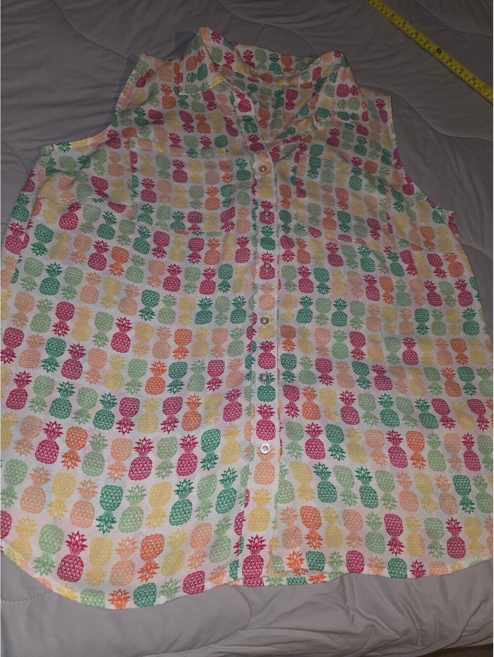 Talbot Pineapple Multicolor Tank Women’s Button Up 1X